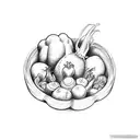 chef sleeve vegetables tattoo design idea