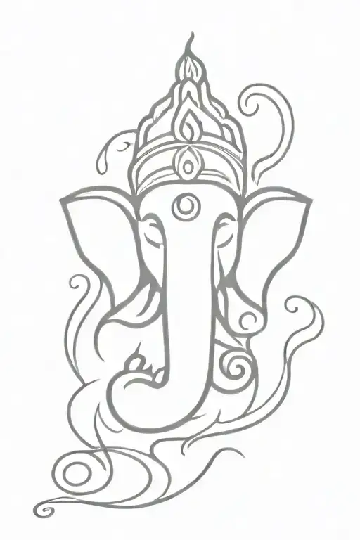 god ganesh face in smoke fine tattoo design idea
