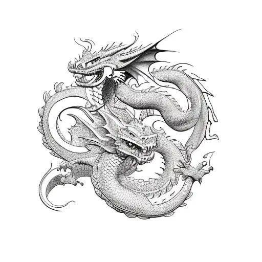 A marketing-themed tattoo featuring a dragon holding a Hong Kong skyline in its claws tattoo design idea