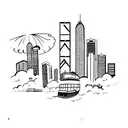 Hong Kong skyline tattoo design idea