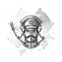 A powerful ship captain holding a dumbbell tattoo design idea