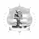 A powerful ship captain holding a dumbbell tattoo design idea