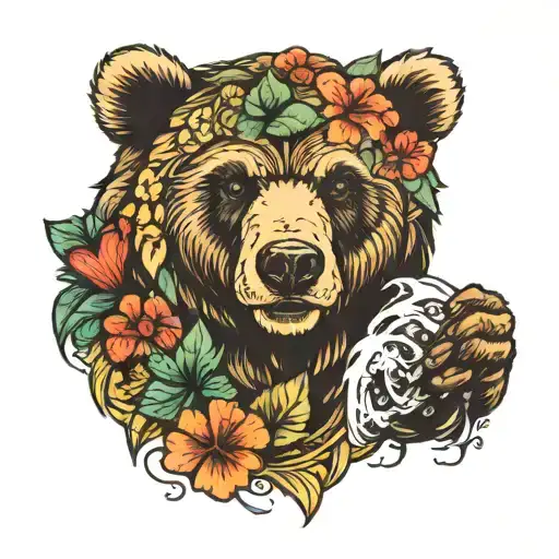 Hawaii and california bear tattoo design idea