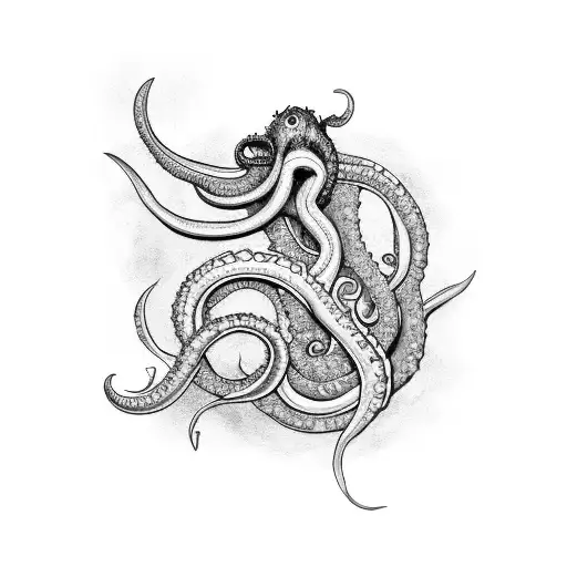kraken and stingray tattoo design idea