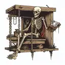 skeleton at gallows about to execute someone  tattoo design idea