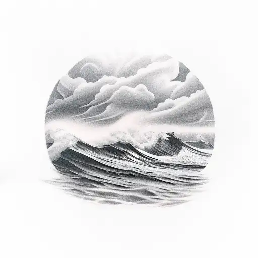 A stormy sea with a lot of negative space  tattoo design idea