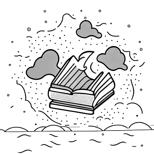 A realistic tattoo of a stormy weather scene with a book floating in the air tattoo design idea