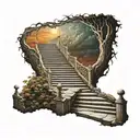 stairway leading to heaven vs hell tattoo design idea