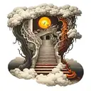 stairway leading to heaven vs hell tattoo design idea