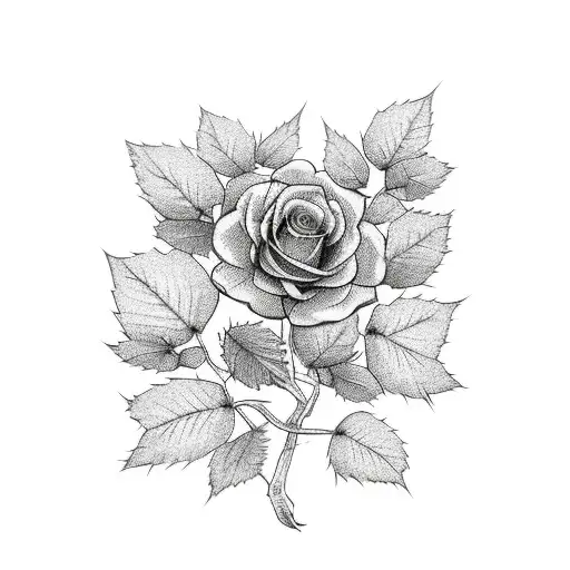 Trees, rushes, ivy and rose bush tattoo design idea