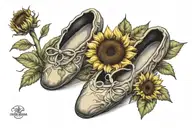 ballet slippers sunflower blooming tattoo design idea