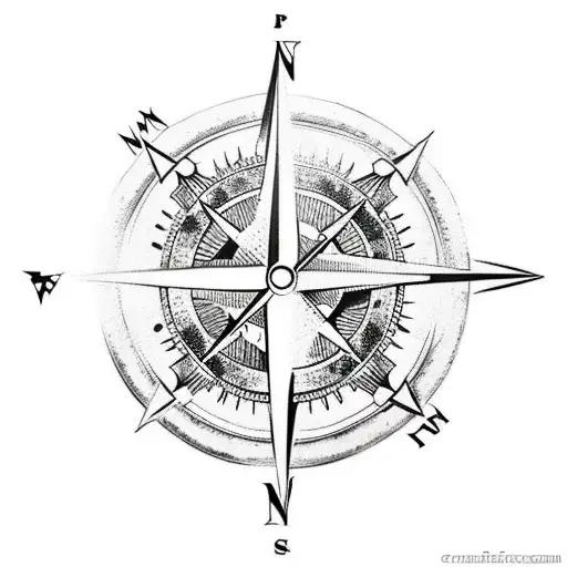 compass with anchor  tattoo design idea