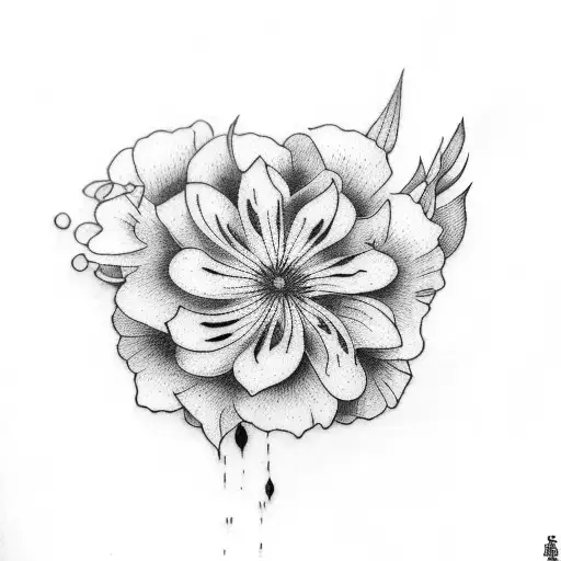 march, november, july and september birth flowers combined tattoo design idea