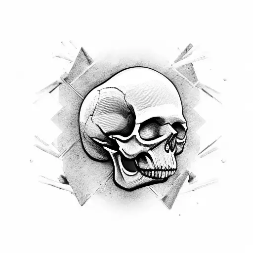 skull hacking smoke chess board tattoo design idea
