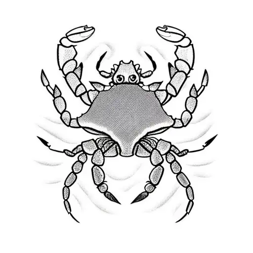 A Crab following an Scorpion, both leaving a trail of their steps in sand tattoo design idea