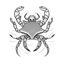 A Crab following an Scorpion, both leaving a trail of their steps in sand tattoo design idea