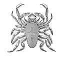 A Crab following an Scorpion, both leaving a trail of their steps in sand tattoo design idea