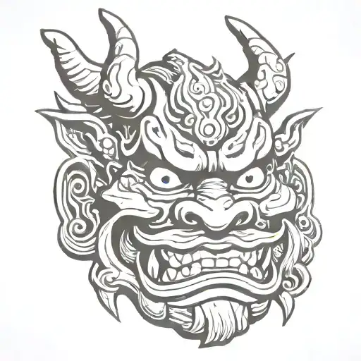japanese oni mask tattoo design idea
