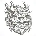 japanese oni mask tattoo design idea