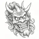 japanese oni mask tattoo design idea