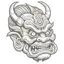 japanese oni mask tattoo design idea