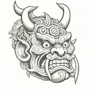 japanese oni mask tattoo design idea