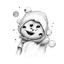 my son name IVAN with a grownup hand holding a child hand tattoo design idea