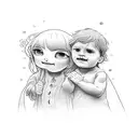 my son name IVAN with a grownup hand holding a child hand tattoo design idea