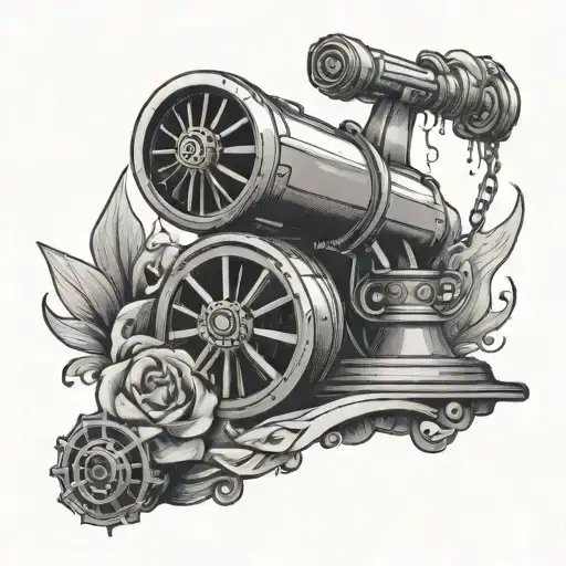 A libra symbol intertwined with a jet engine design tattoo design idea