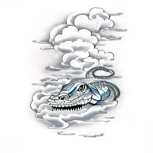 Gaboon Viper with clouds tattoo design idea