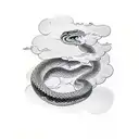 Biting Snake in the clouds tattoo design idea