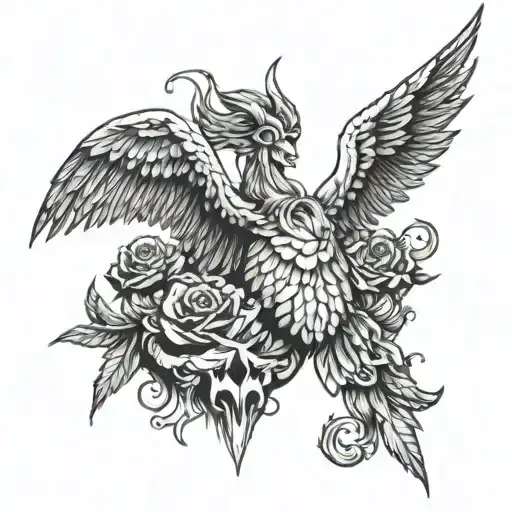 wings on shoulder for men one side angel wings and other side demon wings  tattoo design idea