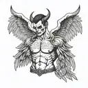 wings on shoulder for men one side angel wings and other side demon wings  tattoo design idea
