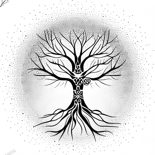 Tree of Life with a beautiful girl tattoo design idea