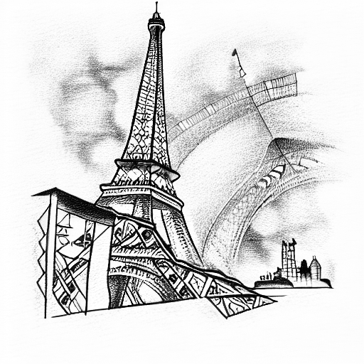 City of paris and the Eiffel Tower tattoo design idea