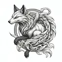 kitsune nine tailed fox tattoo design idea