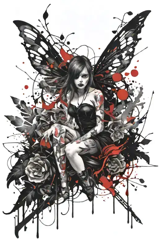 gothic fairy tattoo design idea
