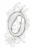 koi fish yin yang with vines tattoo design idea