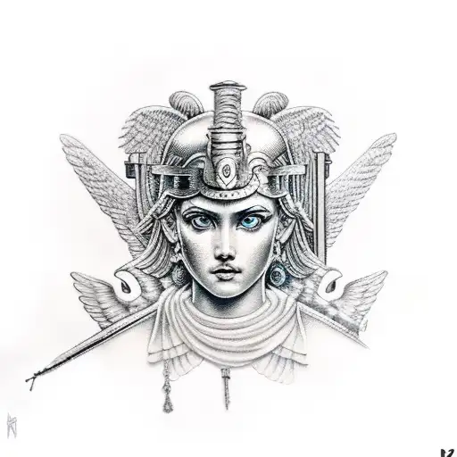 Athena goddess of war tattoo design idea
