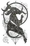 A delicate and intricate design of the Capricorn constellation with fine lines, symbolizing the balance between ambition and self-care in mental health tattoo design idea