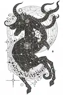 A delicate and intricate design of the Capricorn constellation with fine lines, symbolizing the balance between ambition and self-care in mental health tattoo design idea