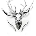 Irish elk head and antlers tattoo design idea