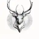 Irish elk head and antlers tattoo design idea