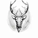 Irish elk head and antlers tattoo design idea