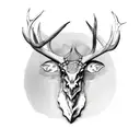 Irish elk head and antlers tattoo design idea