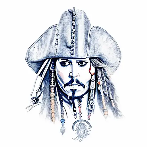 jack sparrow and nut tattoo design idea