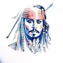 jack sparrow and nut tattoo design idea
