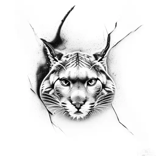A realistic black and grey portrait of a wild logo puma tattoo design idea