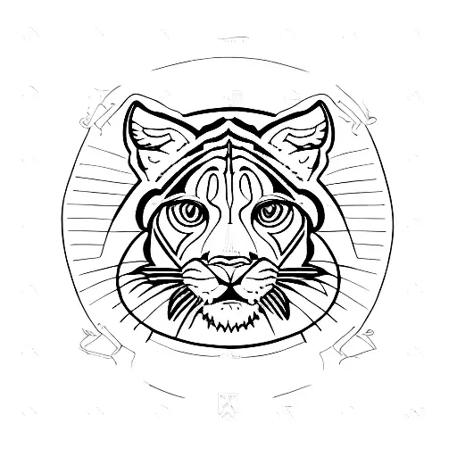 A realistic black and grey portrait of a wild logo puma tattoo design idea
