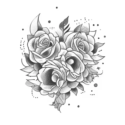 A tattoo design combining the birth flowers of July, April, February, and July tattoo design idea